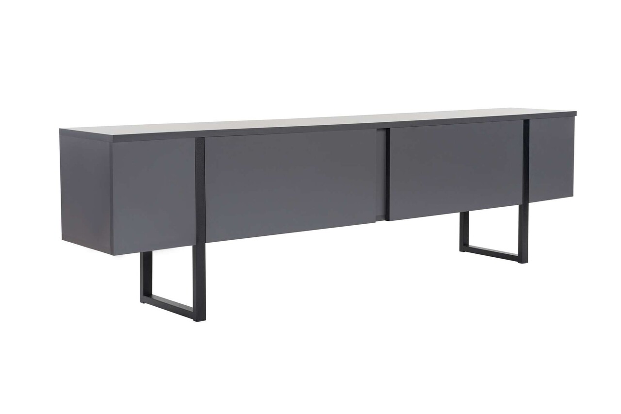 Comoda TV, Nordure, Serenity, 180x50x30 cm, Antracit / Negru - imagine 6