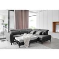 Coltar extensibil dreapta 4 locuri ELTAP, RT-06LO, Noble, 255x201x100 cm, lemn/poliester, gri inchis
