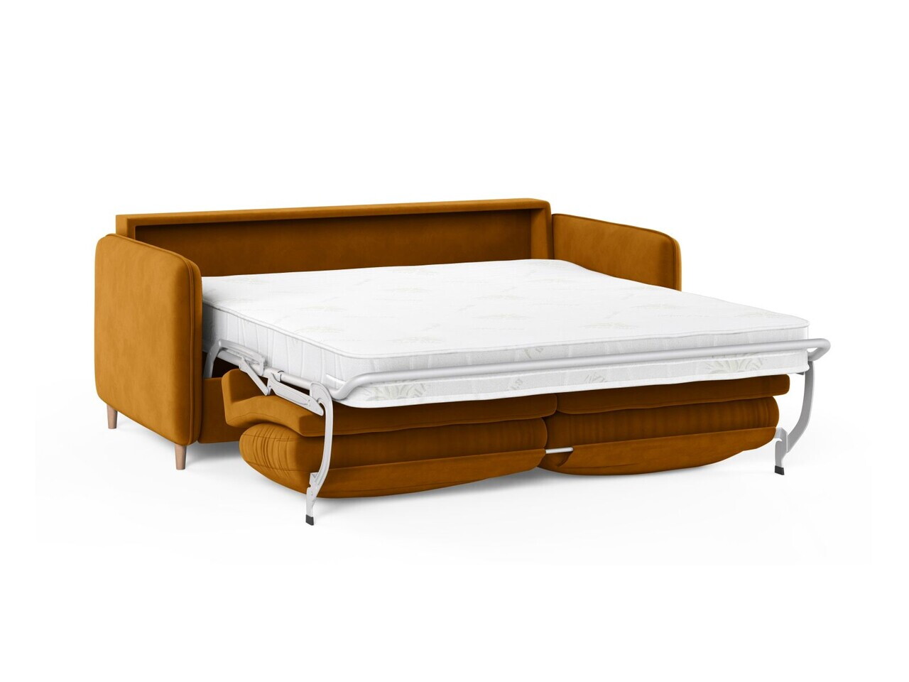 Canapea extensibila 3 locuri, Simo, Micadoni Home, 184x102x95 cm, catifea, galben — imaginea 4