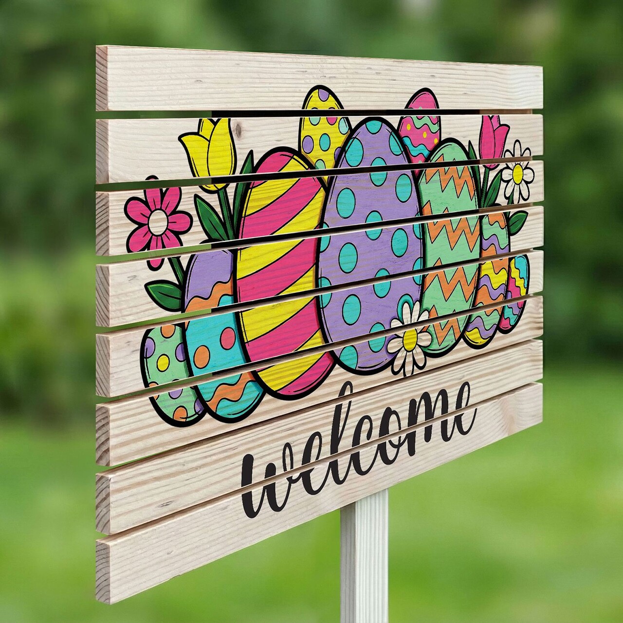 Semn de curte, Easter in Bloom, 58x38 cm, Multicolor - imagine 2