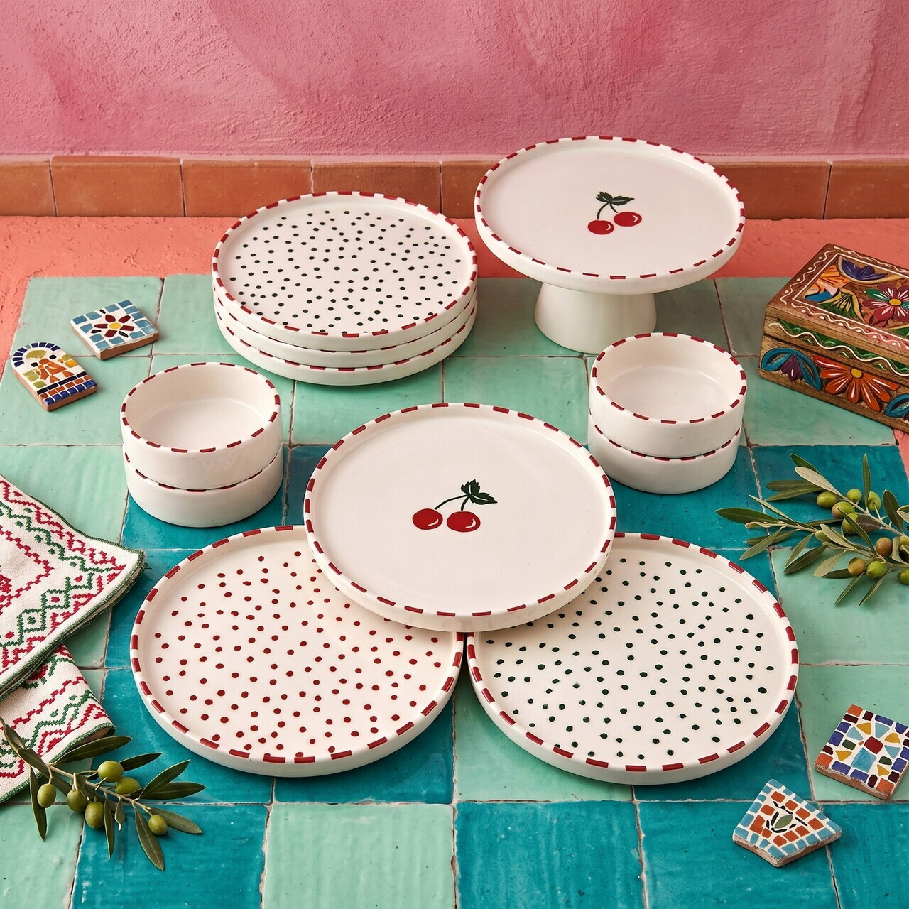 Set de mic dejun, Hermia, 666HAC2185, Ceramica, Bol: 10,5 x 10,5 x 3,5 cm (4 bucăți), Multicolor