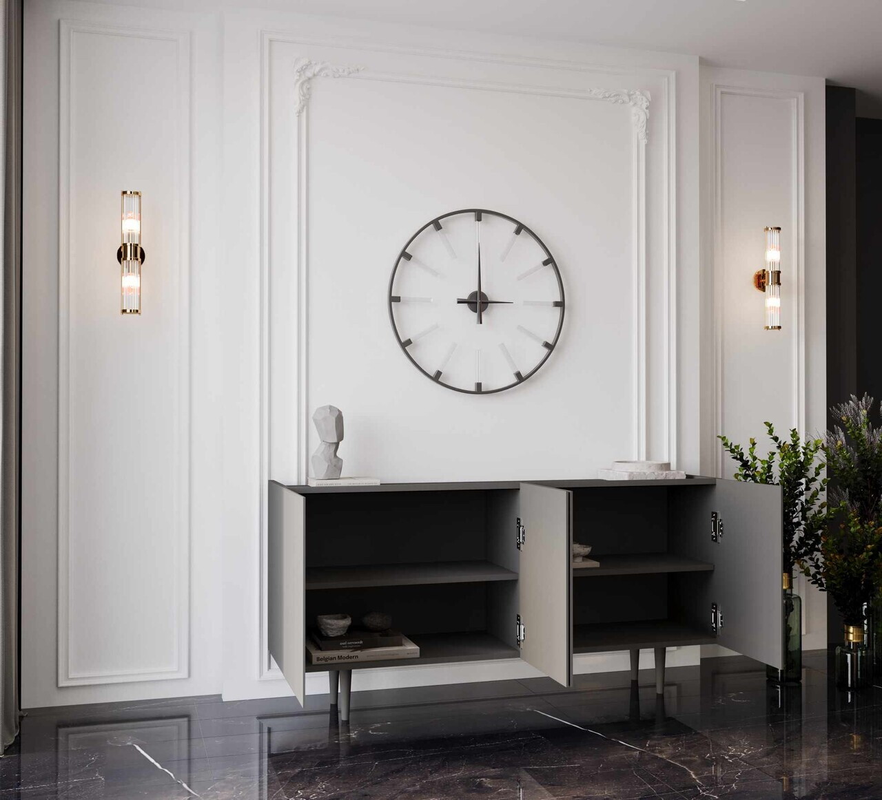 Consola, Hanah Home, Capella 160, 160x60x40 cm, MDF, Gri - view 3