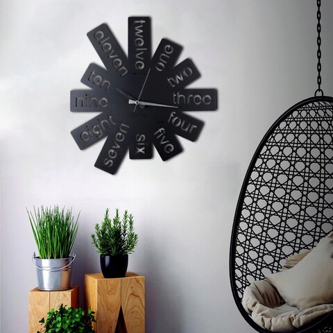 Ceas de perete, tokyo, metal, dimensiune: 50 x 50 cm, negru