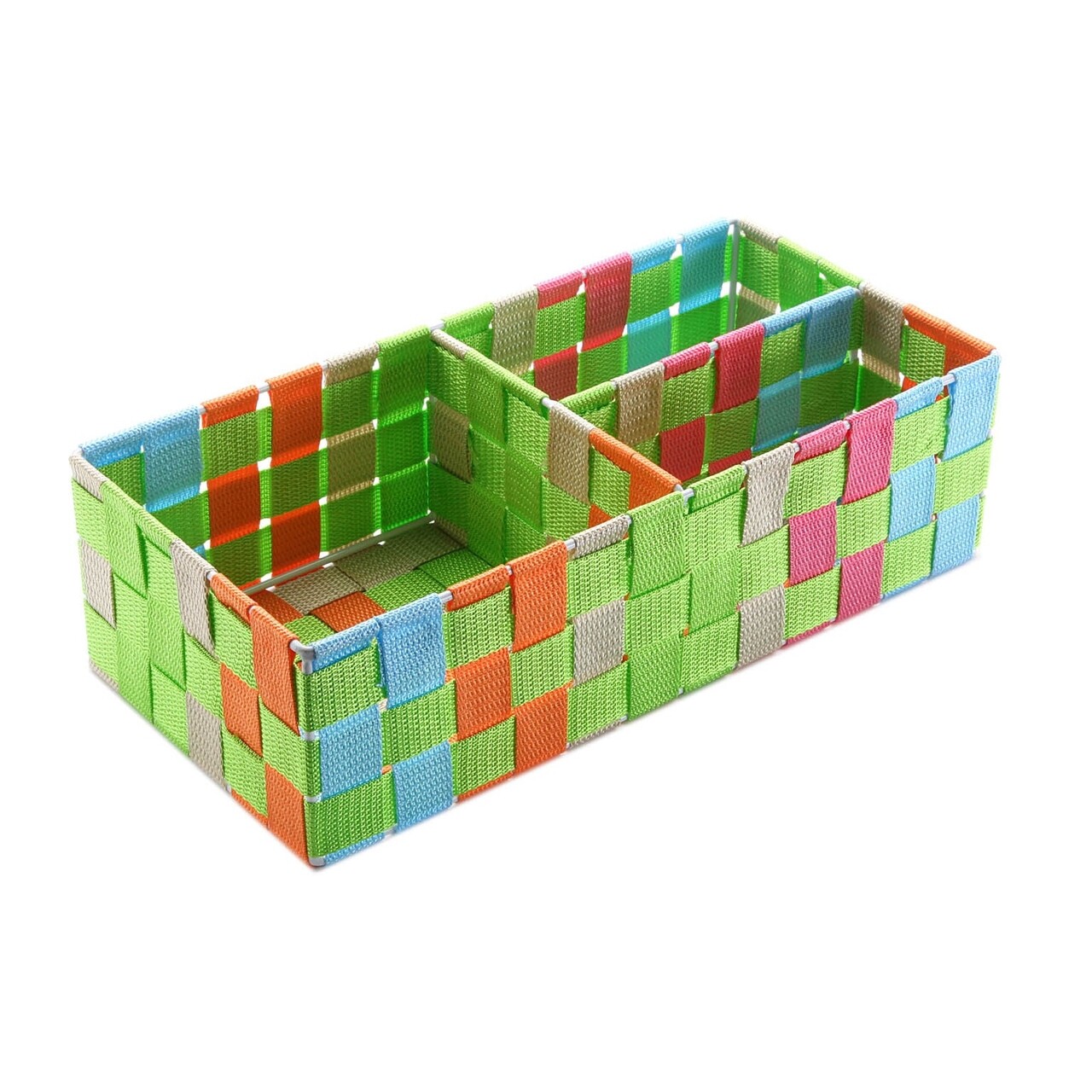 Cutie depozitare cu 3 compartimente Multicolor, Versa, 35 x 17 x 10 cm, textil
