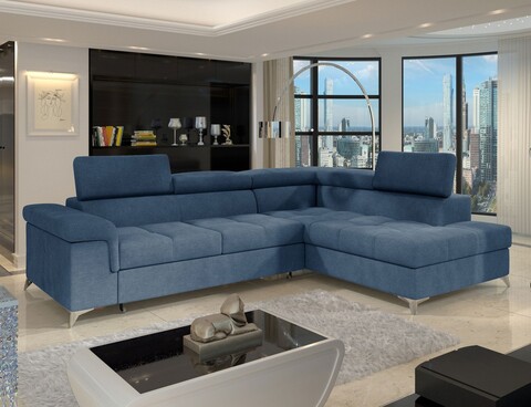 Coltar extensibil dreapta 4 locuri ELTAP, RT-40RAQ, Eridano, 275x202x88 cm, lemn/poliester, albastru inchis
