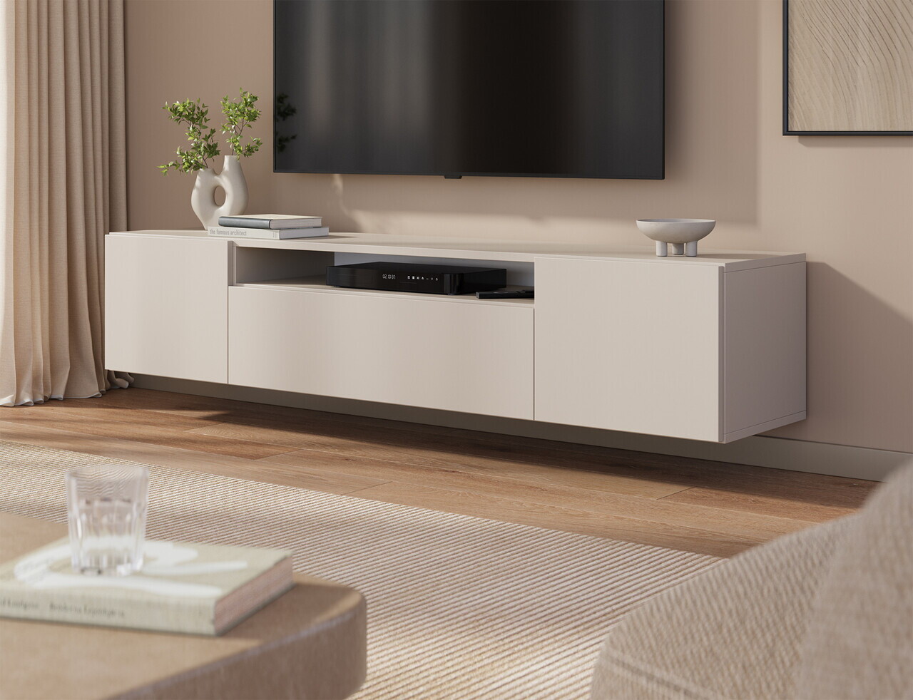 Comoda TV ADRK, Femur, 200x41x40 cm, PAL laminat, casmir — imaginea 2