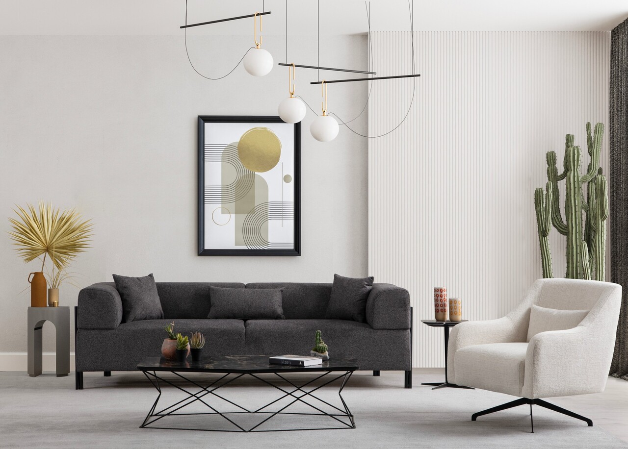 Canapea 3 locuri, Atelier del Sofa, 560ARE2366, Antracit - imagine 2