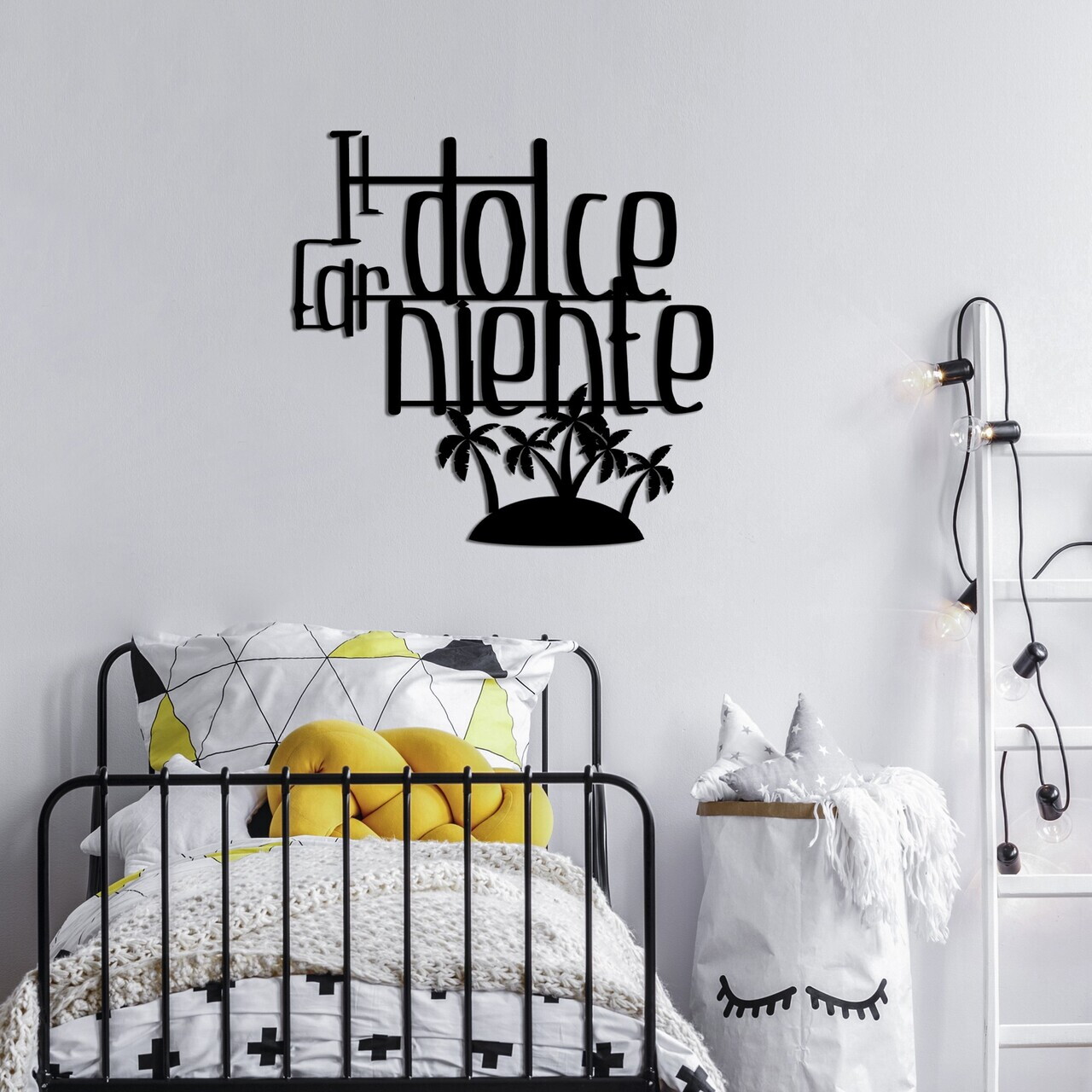 Decoratiune de perete, Dolce Far Niente 4, Dimensiuni: 56 x 56 cm, Negru — imaginea 3