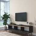 Comoda TV, Wren, D1 - 2487, 180 x 48.6 x 35 cm, pal melaminat, nuc/negru