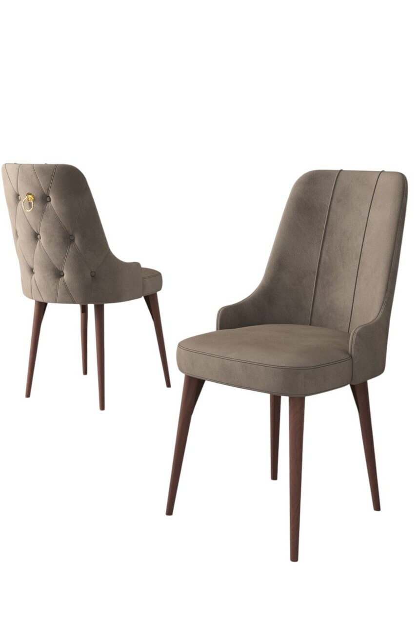 Set scaune 6 piese, Hanah Home, Enoa, Cappuccino / Nucă — imaginea 2