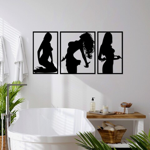 Decoratiune de perete, good bad sexy, metal, 42 x 70 cm, 2 piese, negru
