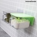 Set 2 recipiente de bucatarie cu adeziv detasabil + lingurite, Handstore InnovaGoods, 420 ml