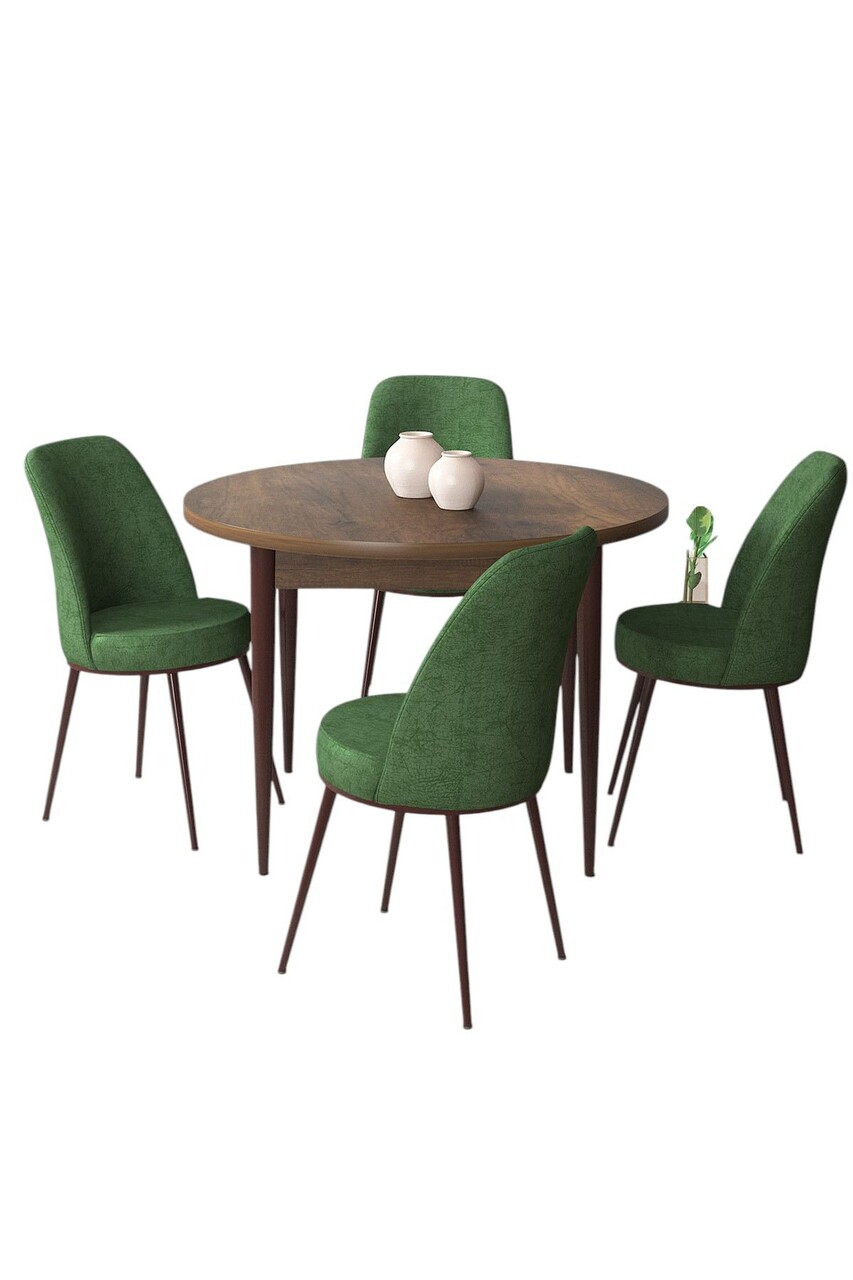 Set masă și scaune (5 bucăți), Hanah Home, Tor, Baroc / Kaki - view 2