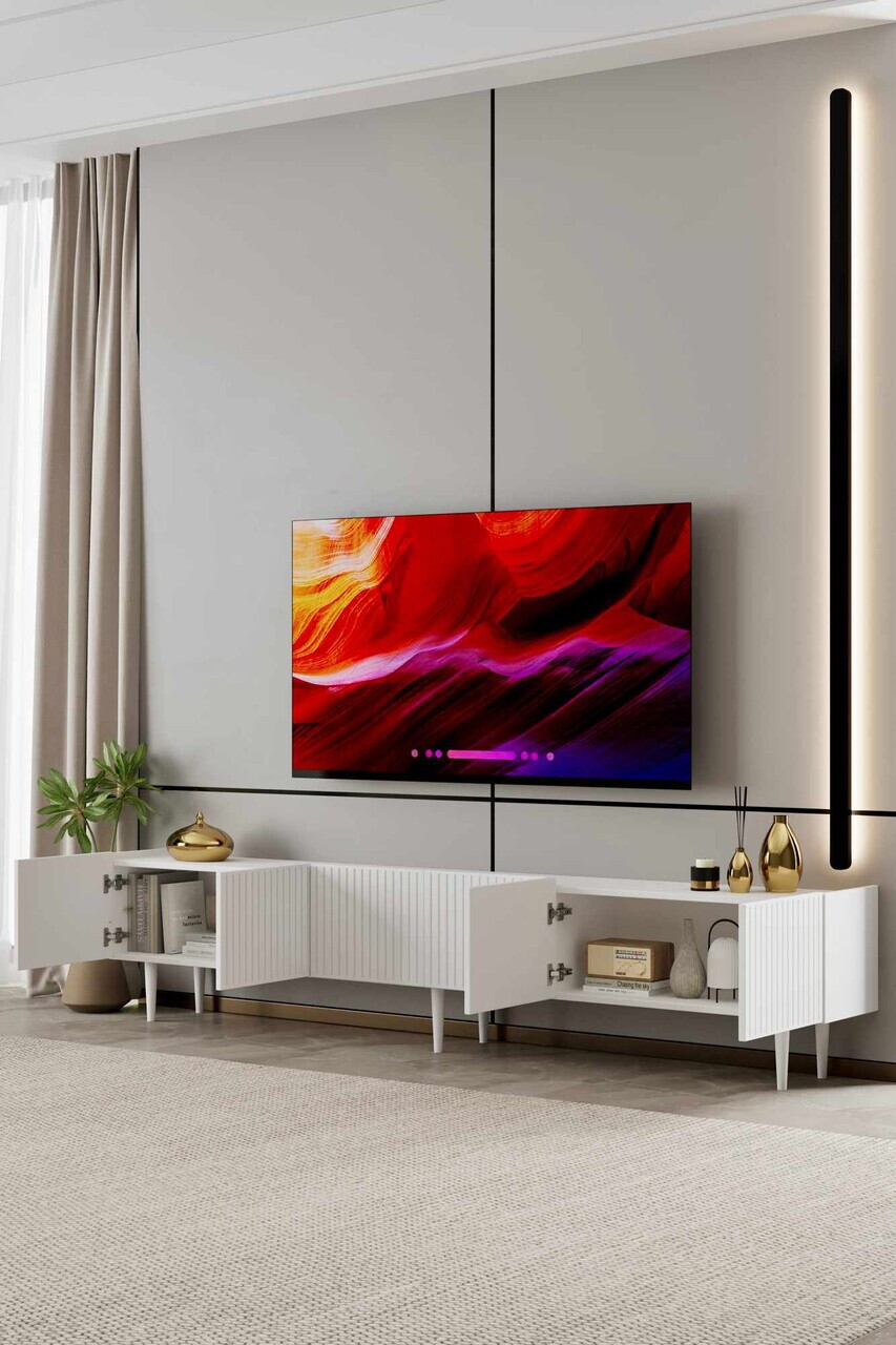 Comoda TV, Hanah Home, Capella 240, 240x50x29 cm, MDF, Alb - view 3