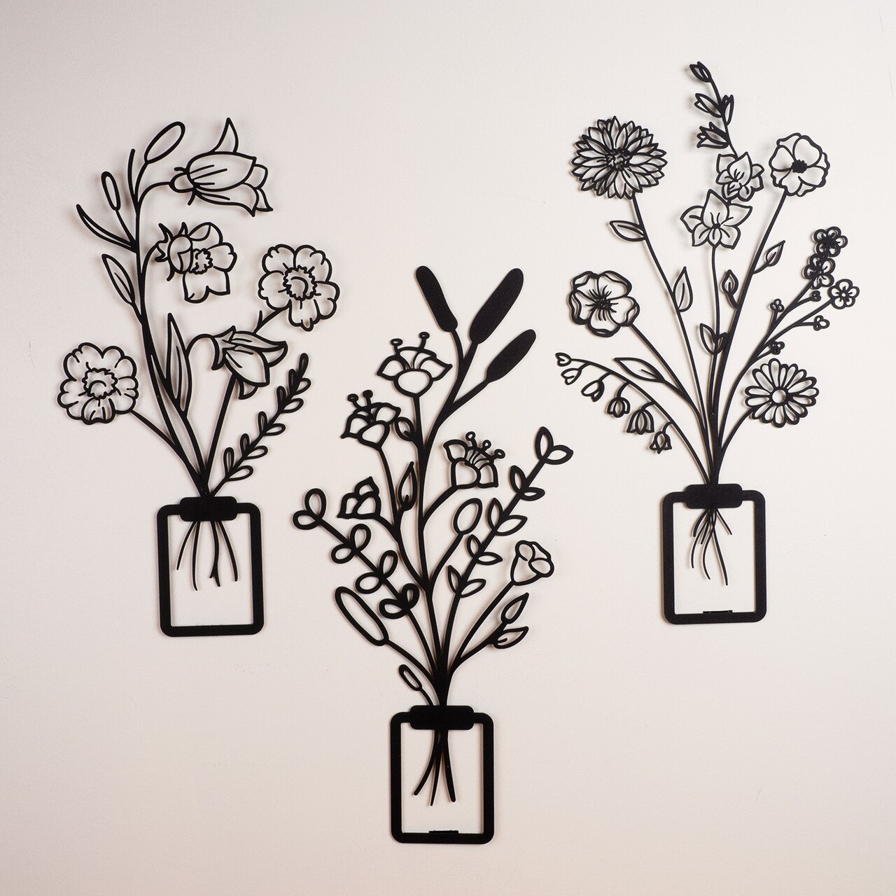 Decoratiune de perete, Flowers in Vase 3D, Dimensiune: 23 x 50 cm (1 bucată), Negru - view 2