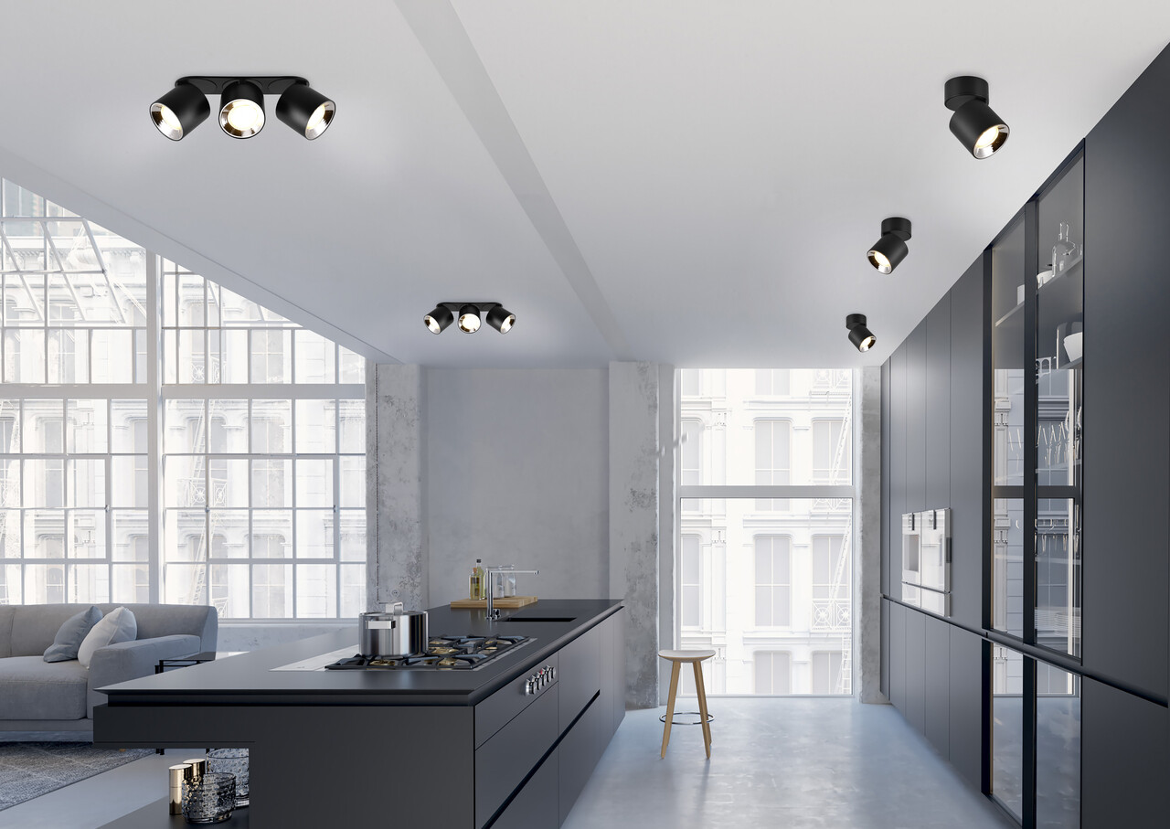 Plafoniera Guayana, TRIO, 27.3x8.7x12 cm, 10W, 3x GU10, metal, negru mat