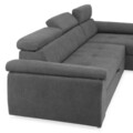 Coltar extensibil dreapta cu 3 tetiere si lada, Emily, L.272 l.175, stofa, PRM96 gri inchis