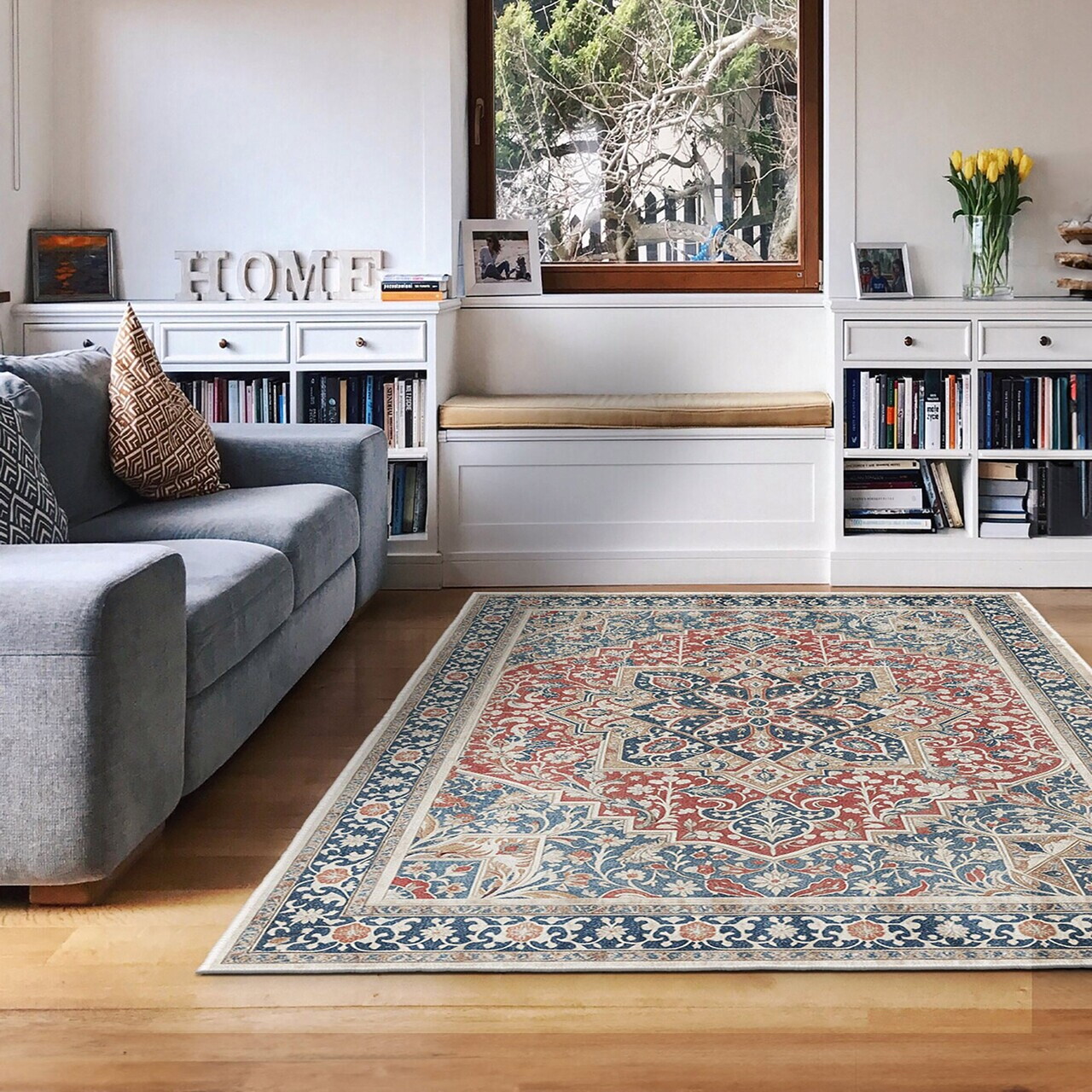 Covor Kece-Fr46 160x230 cm Poliester Albastru navy