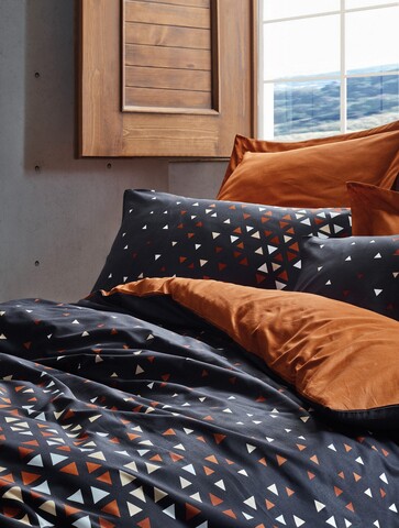 Lenjerie de pat dubla, 4 piese, 200x220 cm, 100% bumbac ranforce, cotton box, colin, maro scortisoara