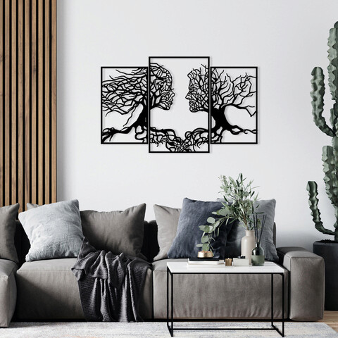 Decoratiune de perete, Love Tree, Metal, Dimensiune: 116 x 71 cm, Negru Enzo