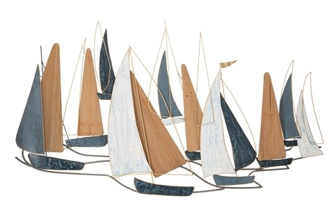 Decoratiune pentru perete, Mauro Ferretti, Dark Regata, 132 x 3.8 x 76.8 cm, fier/mdf, multicolor