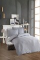 Lenjerie de pat pentru o persoana 2 piese, Water Yollu Saten - Light Grey, EnLora Home, Bumbac;Poliester