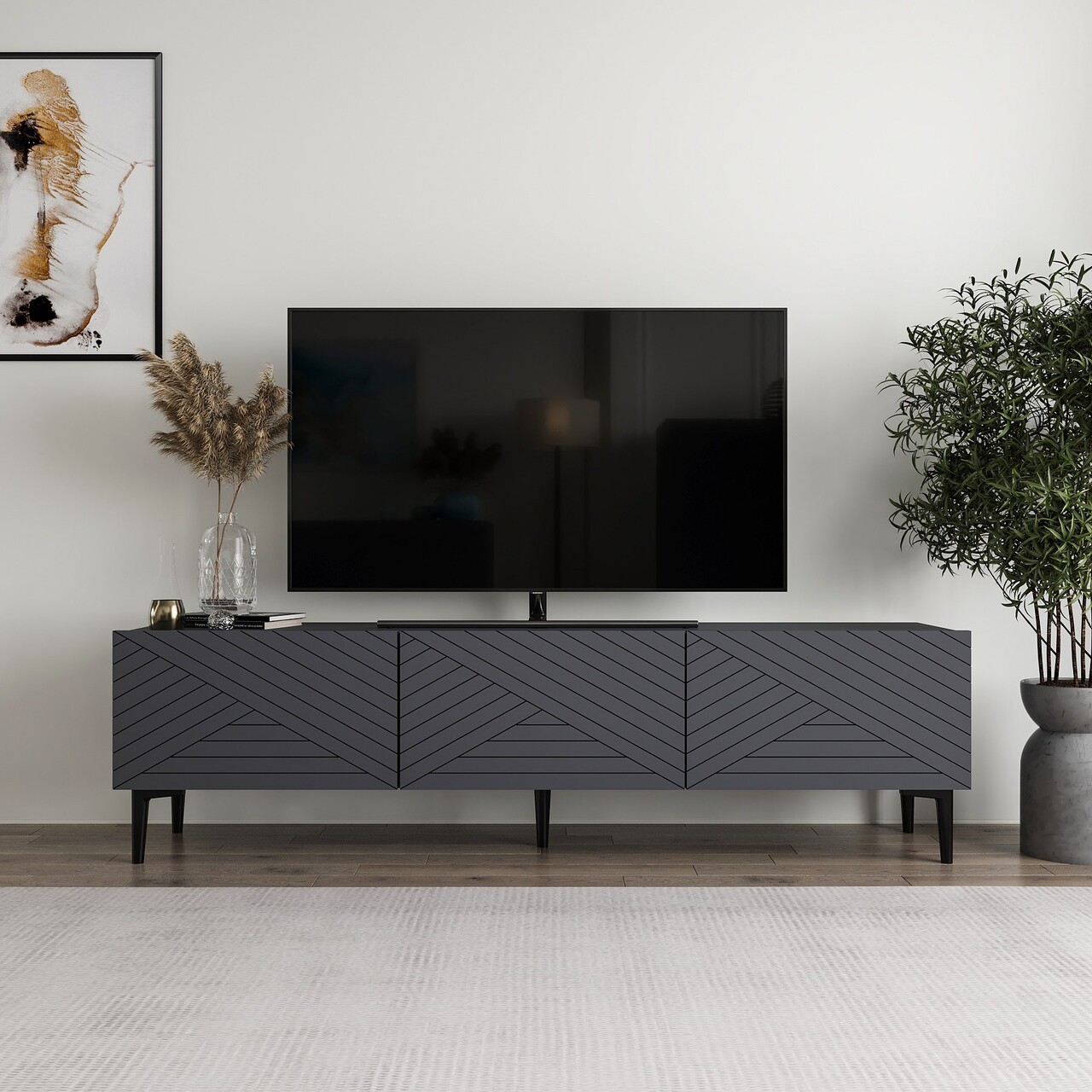Comoda TV, Odessa, Felix, 160x44.1x31.4 cm, Antracit