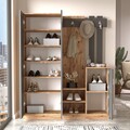 Dulap cu pantofar, cuier si oglinda DD8-AA, Locelso, 147.2x37.5x179.7 cm, PAL, natural/antracit