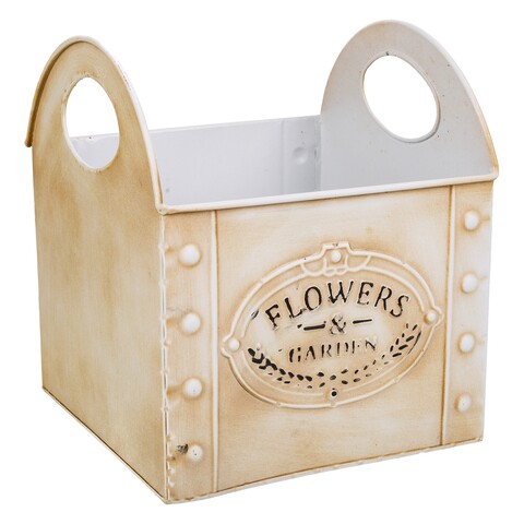 Ghiveci Flowers, Creaciones Meng, 20x12 cm, metal galvanizat, roz