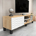 Comoda TV, Retricy, Olyo, 140x35x40.3 cm, PAL, Safir / Alb