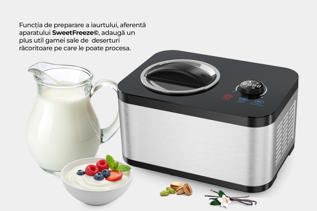 Masina inghetata SweetFreeze, Heinner, 120W, 1.5L, argintiu/negru - view 8