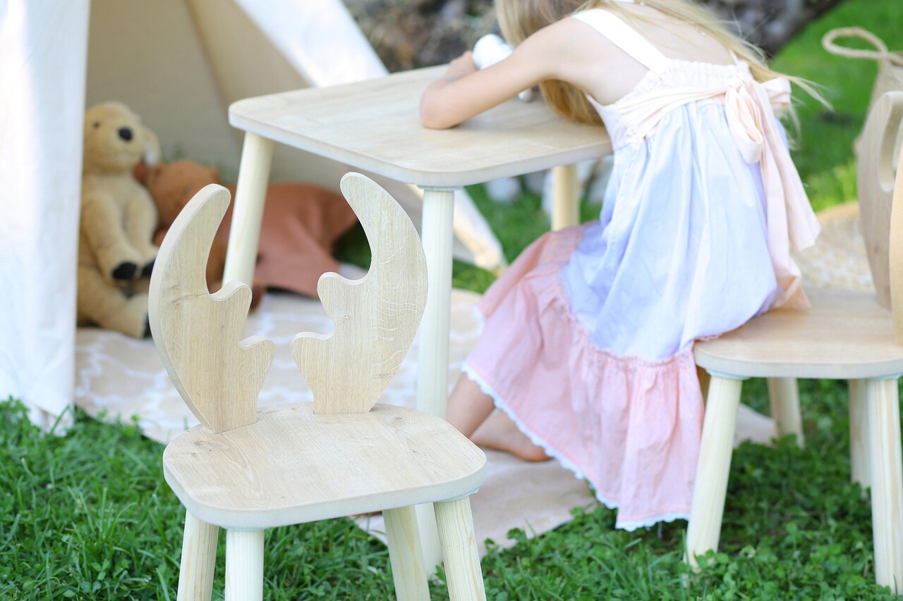 Set masa si scaun pentru copii, Bambini, Deer One Chair Set, Maro / Alb - 1 | YEO