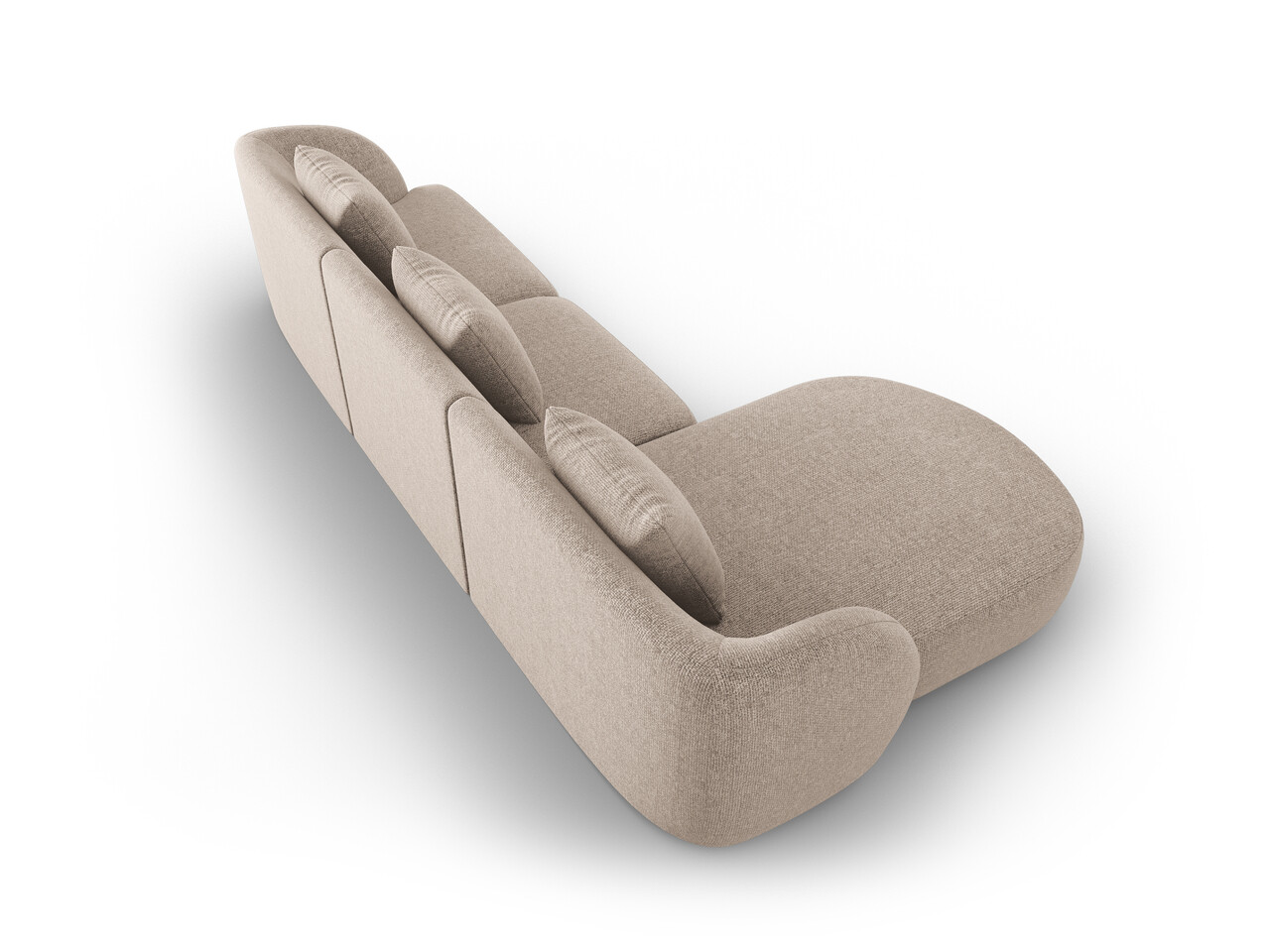 Coltar stanga 4 locuri, Tulum, Cosmopolitan Design, 255x156x70 cm, tesatura chenille, bej