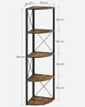 Corp biblioteca de colt cu 5 rafturi, Vasagle, 30x30x160 cm, PAL/otel, maro rustic