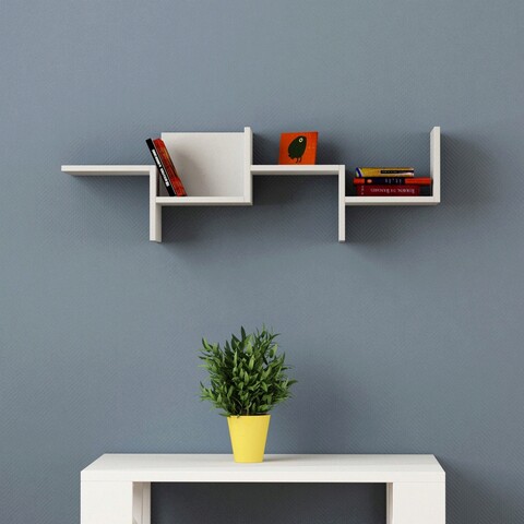 Raft de perete, decortie, rako, 115x35x22 cm, alb