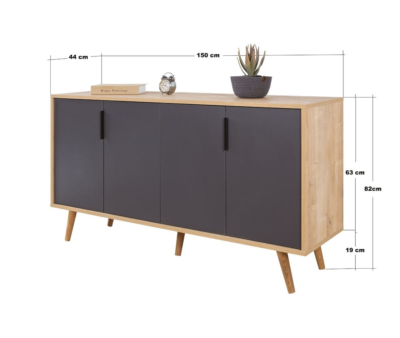 Consola, Hanah Home, Sırma 4516, 150x82x44 cm, PAL, Stejar safir / Antracit — imaginea 7