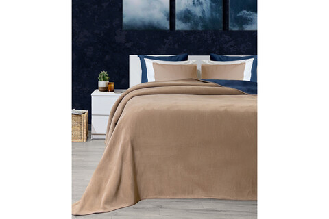Patura Single, Twin - Brown, Blue, Elliott, 60% bumbac/33% acril/7% poliester