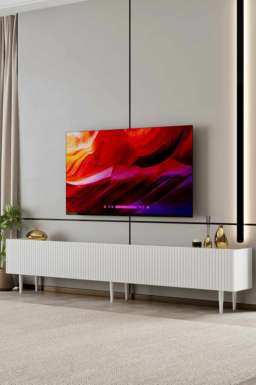 Comoda TV, Hanah Home, Capella 240, 240x50x29 cm, MDF, Alb - view 2