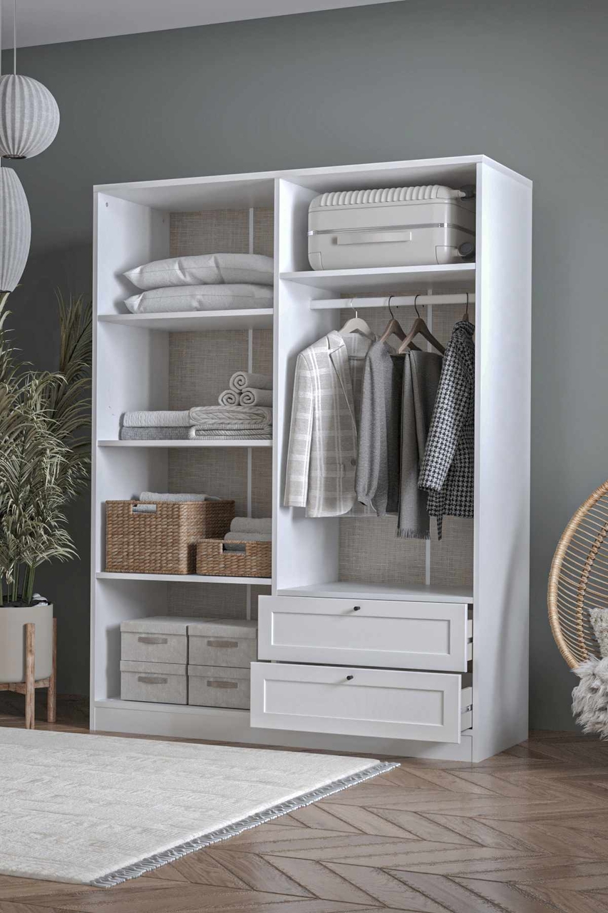 Dulap pentru haine, Hanah Home, Terra 182, 137x182x52 cm, Alb - view 6