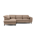 Coltar extensibil stanga 4 locuri ELTAP, LT-20NU, Noble, 255x201x100 cm, lemn/poliester, maro deschis