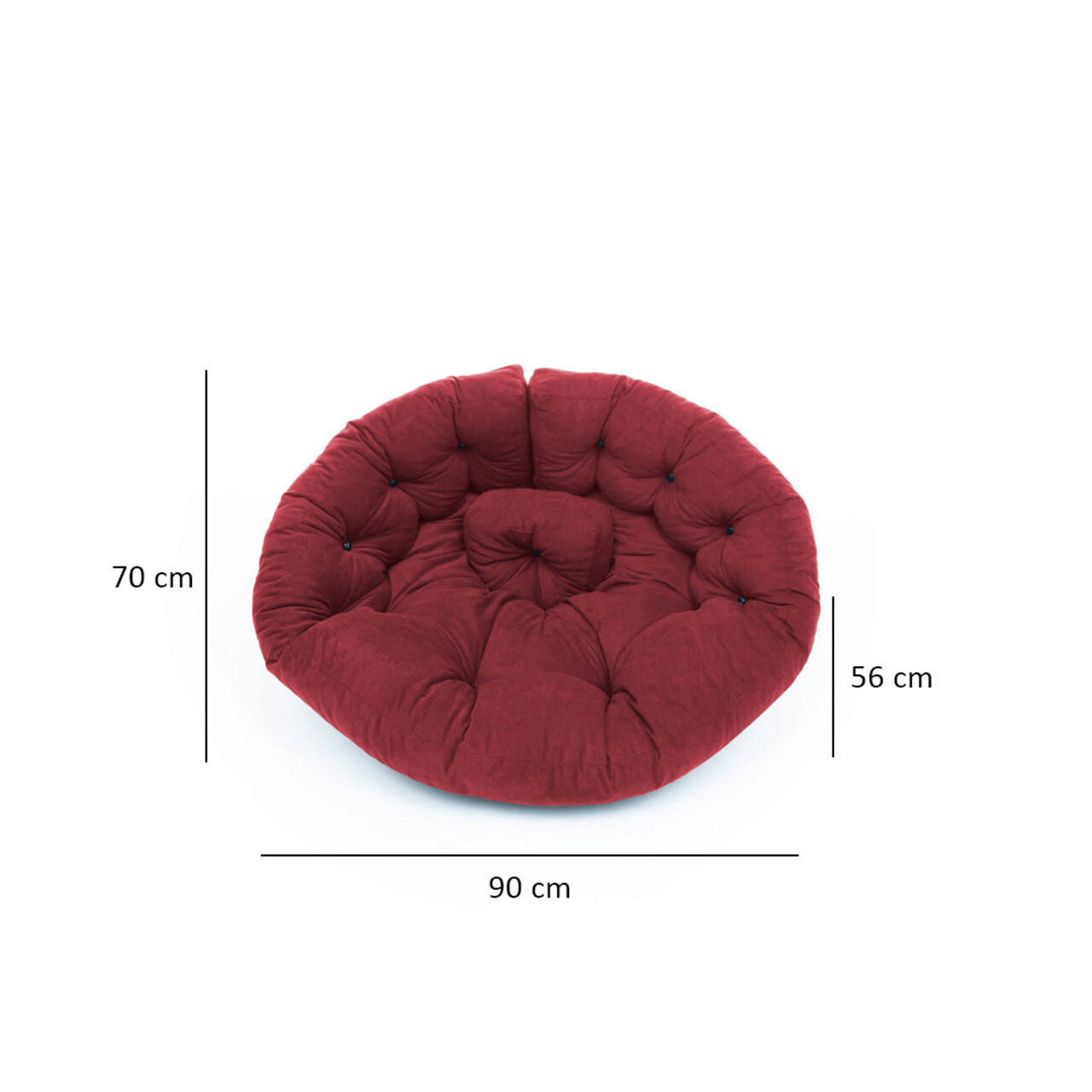 Fotoliu Puf, Valovi, Kiku Large, 90x70x56 Cm, Textil, Rosu Claret