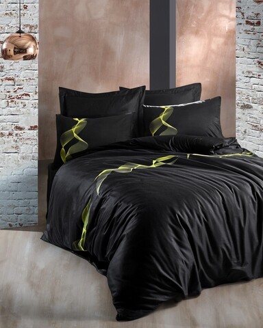 Lenjerie de pat dubla, 6 piese, 200×220 cm, 100% bumbac satinat, Cotton Box, Energy, galben 100