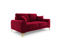 Canapea, Madara, Mazzini Sofas, 2 locuri, gold legs, 172x102x90 cm, catifea, rosu vin