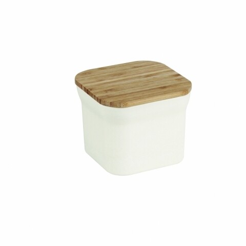 Cutie pentru alimente Bamboo, Jocca, 11.6 x 11.6 x 9.6 cm, bambus, alb/natur
