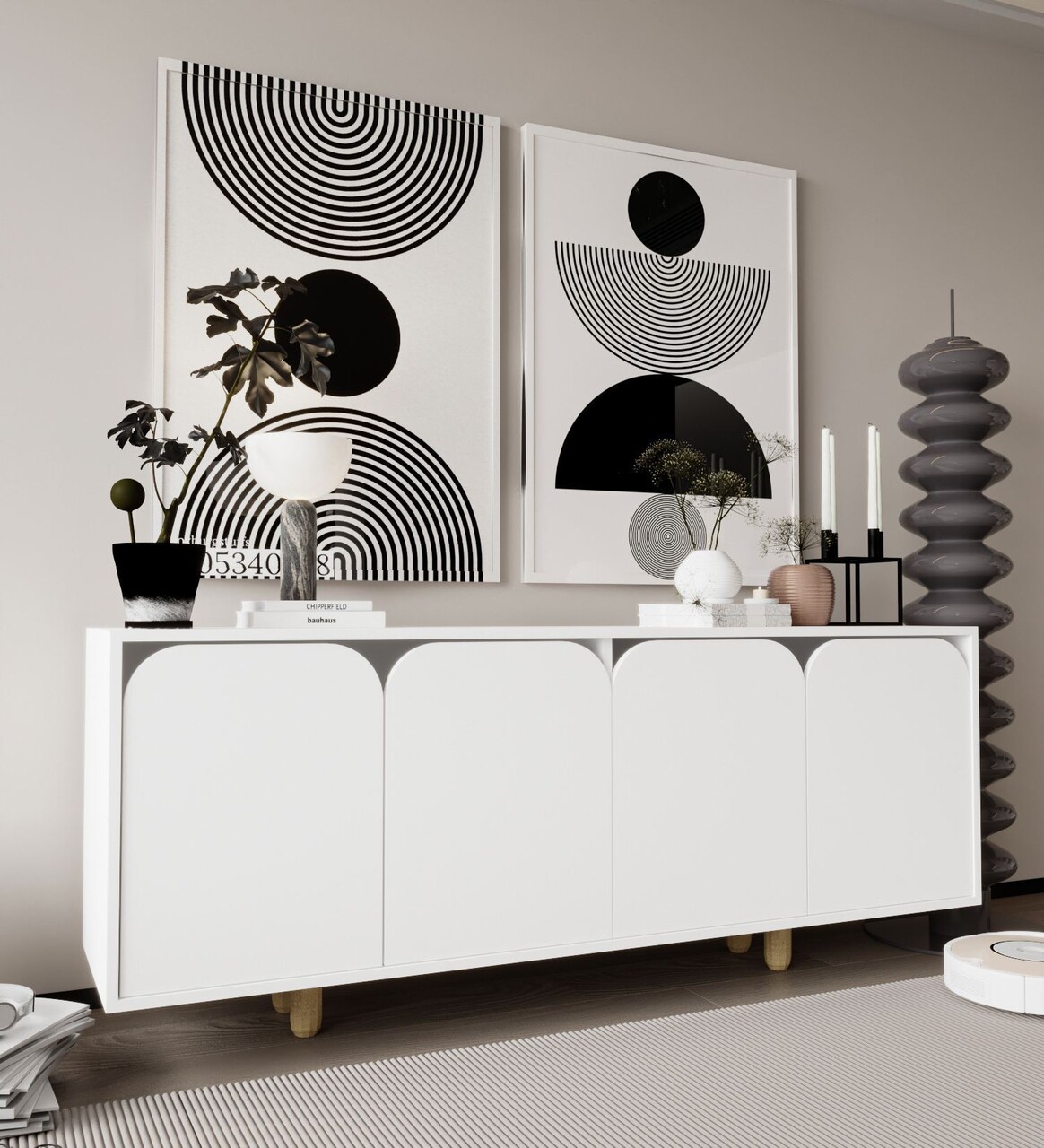 Consola, Hanah Home, Lazio Bohem 180, 180x75x45 cm, PAL, Alb - imagine 2