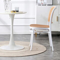 Scaun de gradina Juniper, Pakoworld, 40.5x51x86.5 cm, polipropilena cu protectie UV, alb/bej