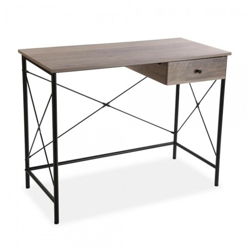 Birou, simple, 48 x 76 x 100 cm, mdf/metal, gri/negru