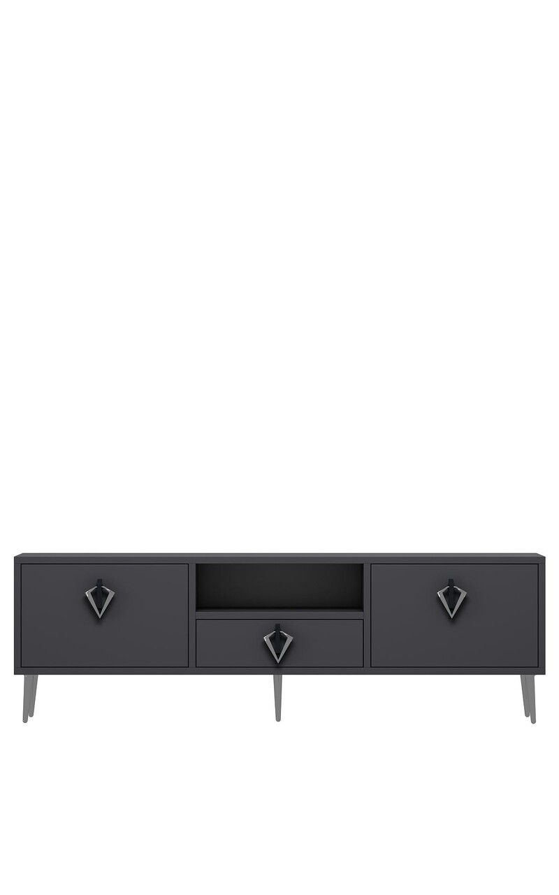 Comoda TV, Hanah Home, 1311-DROP-32, 140x45x30 cm, PAL , Anthracite / Black / Silver - view 3