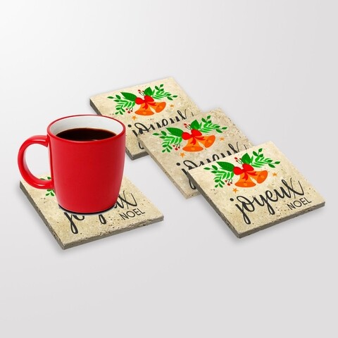 Set 4 suporturi de pahar TBA122382, Taylor, 10x10x1 cm, piatra, multicolor 10x10x1