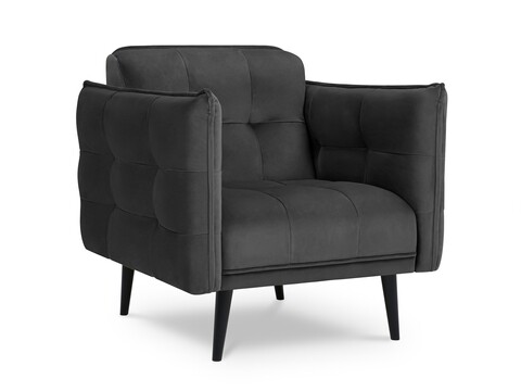 Fotoliu, Canna, Mazzini Sofas, 90x100x88 cm, catifea, gri inchis